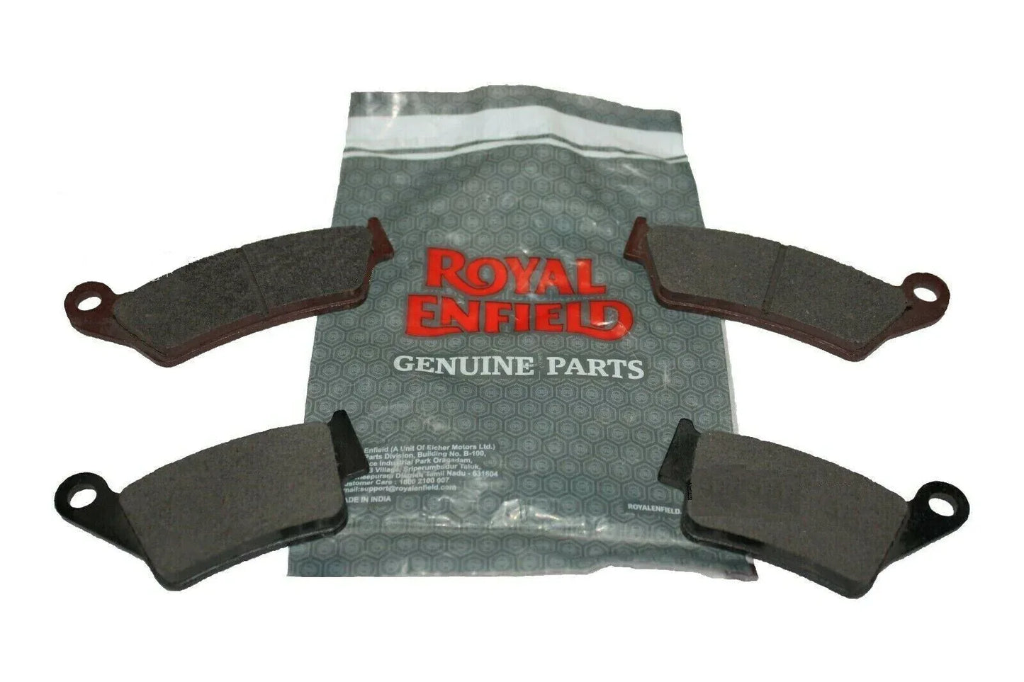 Royal Enfield brake pads kit for motorcycle, includes four durable pads for effective brake pads change