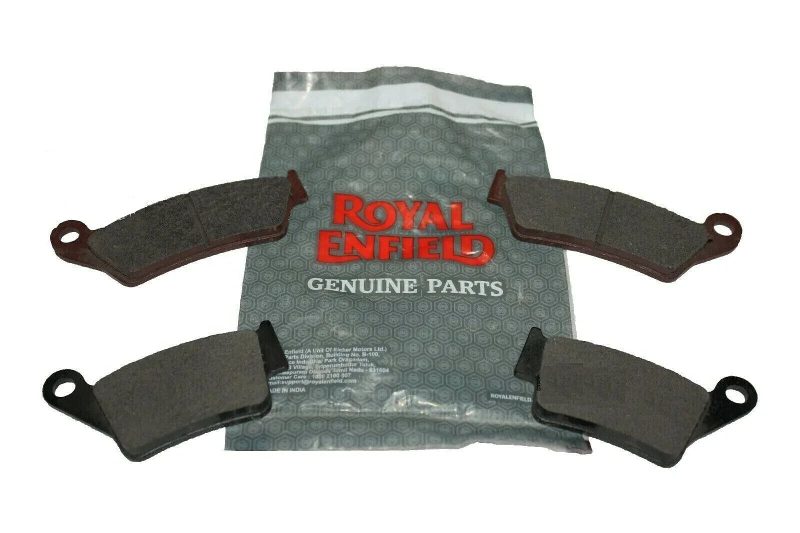 Royal Enfield brake pads kit for motorcycle, includes four durable pads for effective brake pads change