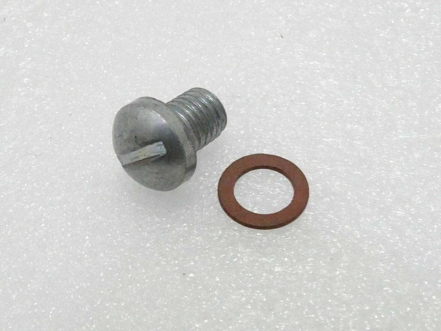 Royal Enfield chain case plug with washer for secure oil level maintenance
