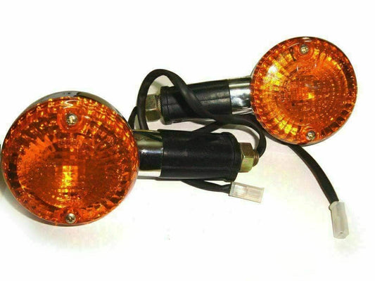 Royal Enfield Classic 500 indicator lamp pair with bright orange lenses for enhanced visibility