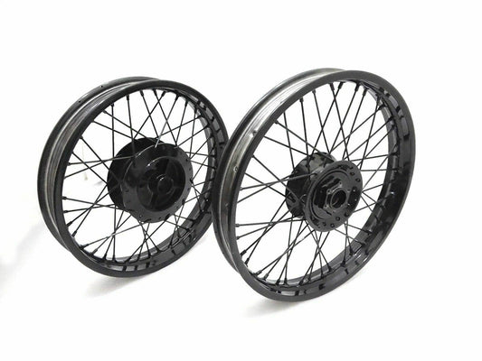 Royal Enfield Classic C5 wheel rims set featuring durable spokes and sleek black finish
