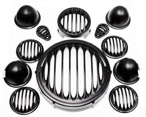Royal Enfield Classic Reborn 350cc headlight grill with black finish and multiple components for vehicle customization