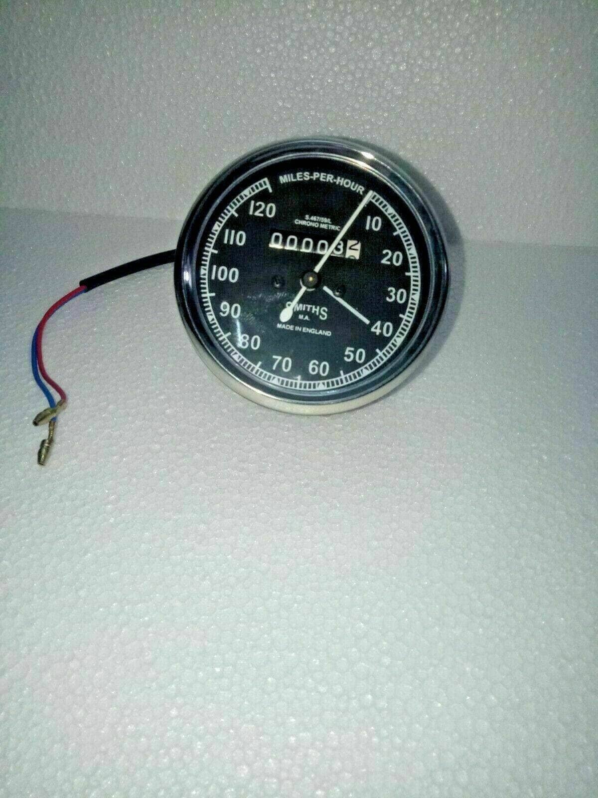 Royal Enfield Classic speedometer 0-100 miles with black dial and wiring harness