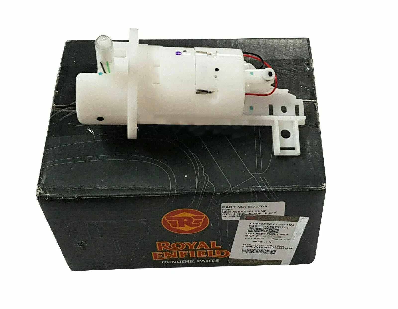 Fuel Pump Assembly for Royal Enfield BS4 Model, durable plastic, essential for fuel delivery