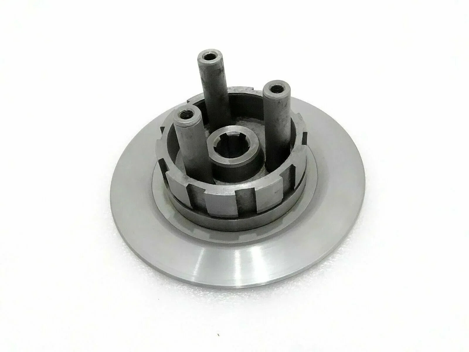 Royal Enfield clutch center and back plate assembly, metal, designed for smooth motorcycle transmission
