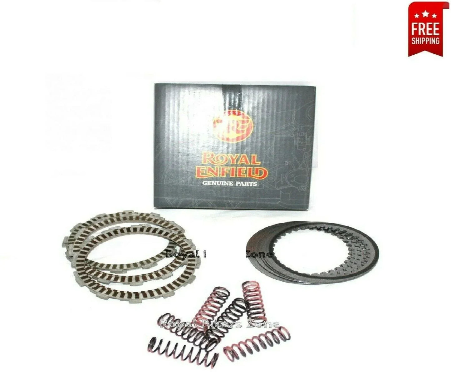 Royal Enfield clutch friction plates and spring kit, designed for smooth gear shifting and better performance