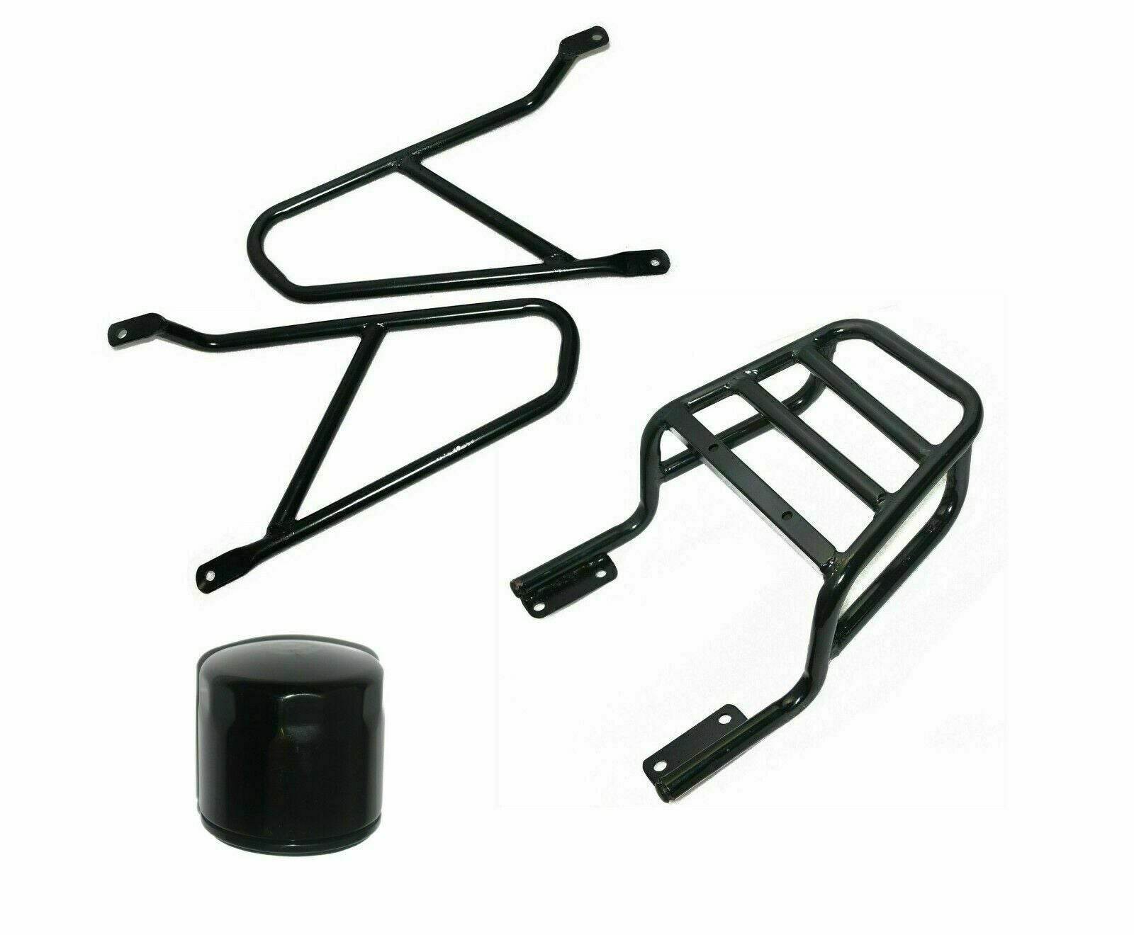 Royal Enfield GT pannier mount luggage rack set with durable black finish for secure transport