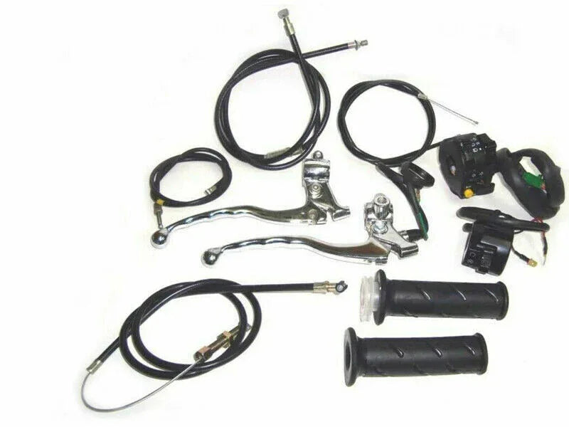 Royal Enfield handlebar control conversion kit including levers, cables, grips, and accessories for motorcycle upgrades