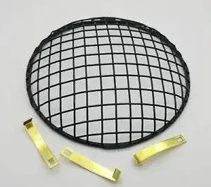 Fits Royal Enfield 7 inch Mesh Protractive Headlight Grill Black Coated clip - StellerGear