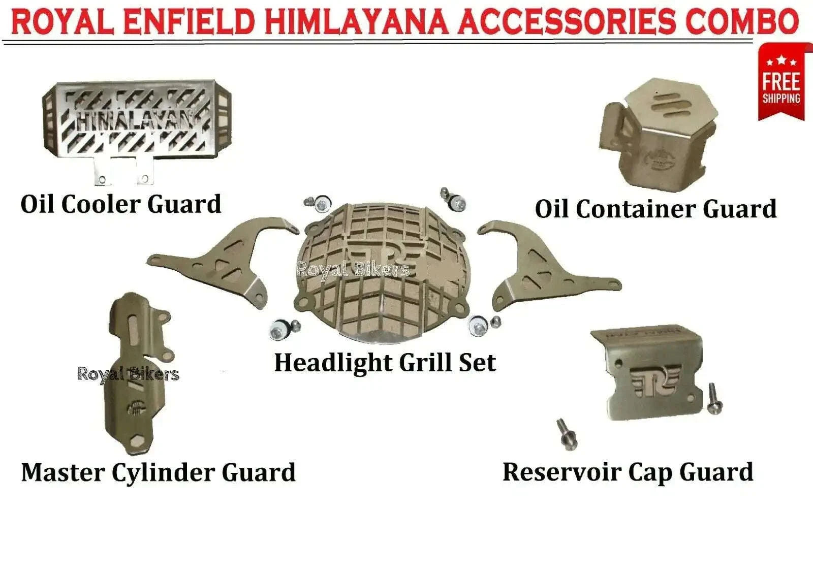 Motorcycle accessory guard set with headlight grill and engine guards