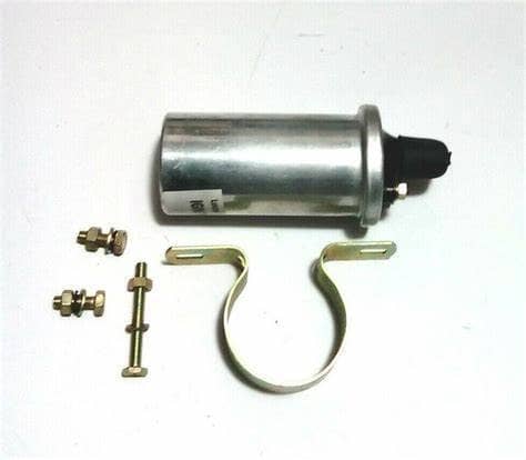 Royal Enfield ignition coil with bracket and mounting hardware for easy installation