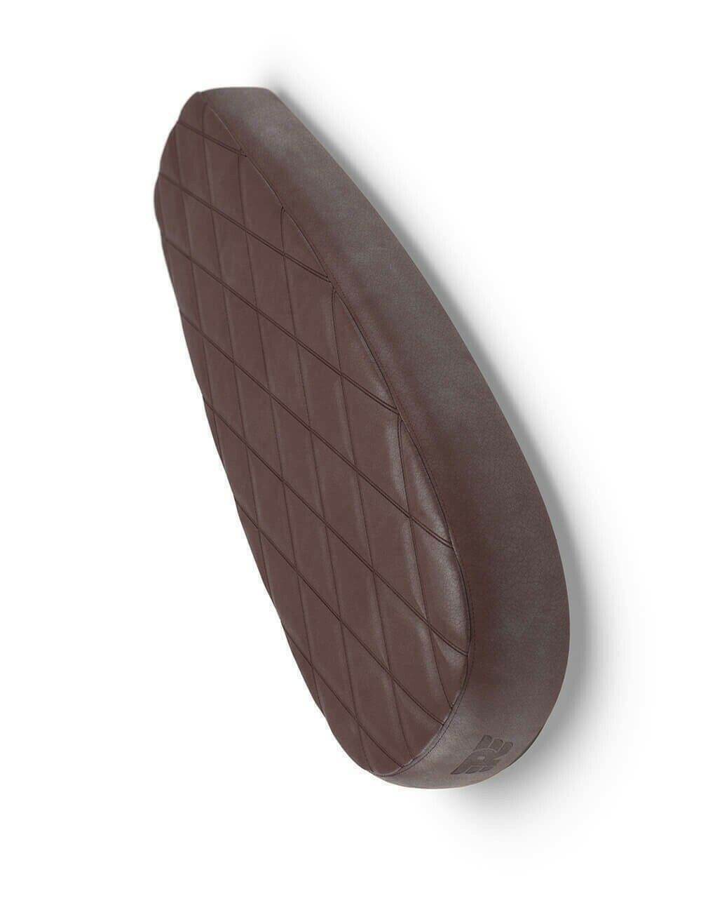 Brown Signature Bench Seat designed for Royal Enfield Interceptor 650 seat with a quilted finish