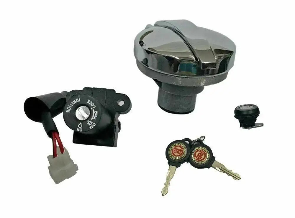 Royal Enfield motorcycle key set with ignition switch and two cut keys