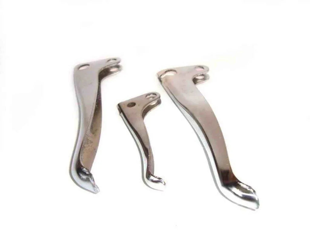 Set of three chrome-plated replacement levers for Royal Enfield motorcycles, suitable for various models