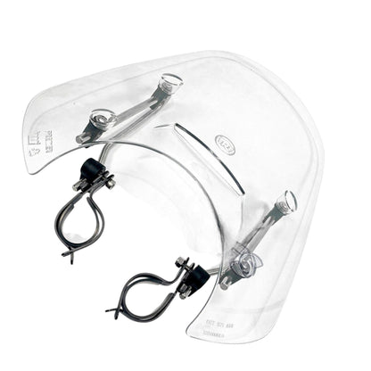 Touring Windshield for Royal Enfield Meteor 350, durable clear plastic, enhances rider comfort and protection