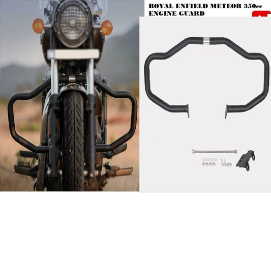 Royal Enfield Meteor 350cc Quatrefoil Engine Guard, durable steel, protects engine from damage