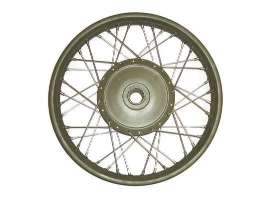 Royal Enfield front wheel, 19-inch diameter, durable steel construction, ideal for motorcycle upgrades