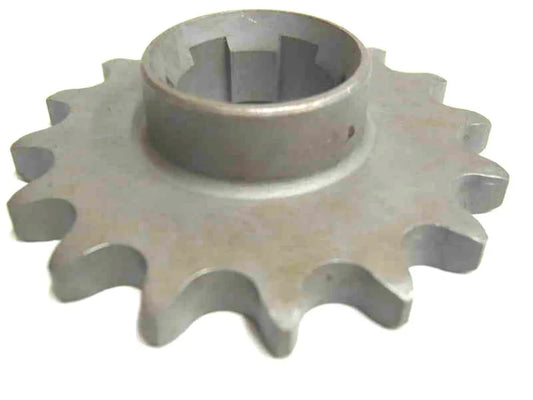 Royal Enfield drive sprocket, metal construction, 15mm size, essential for motorcycle drivetrain.