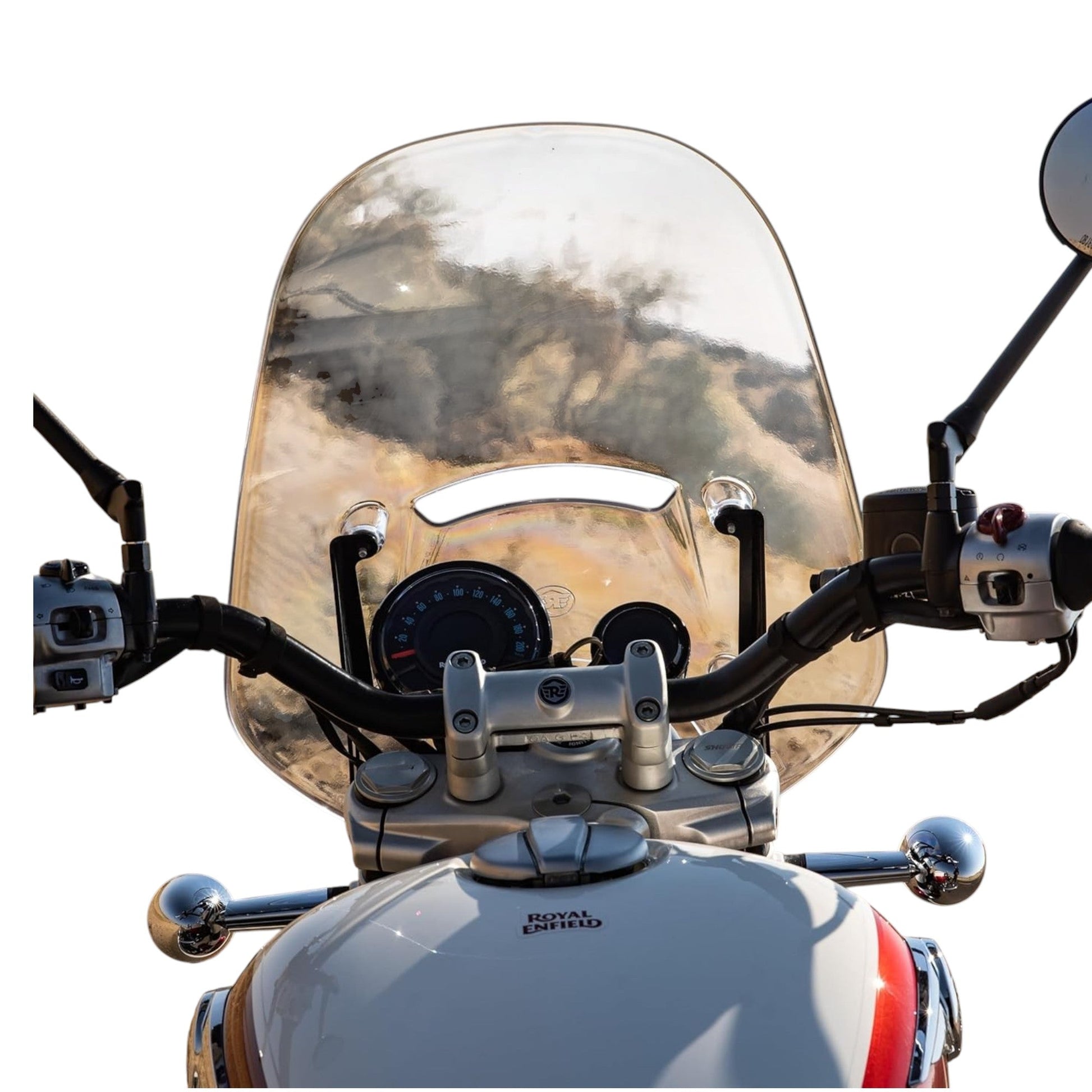 Royal Enfield Super Meteor 650 Touring Windshield made of clear acrylic for optimal wind protection
