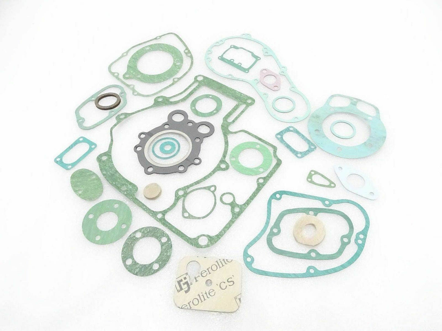 Royal Enfield Thunderbird gasket set with various shapes and sizes for engine assembly