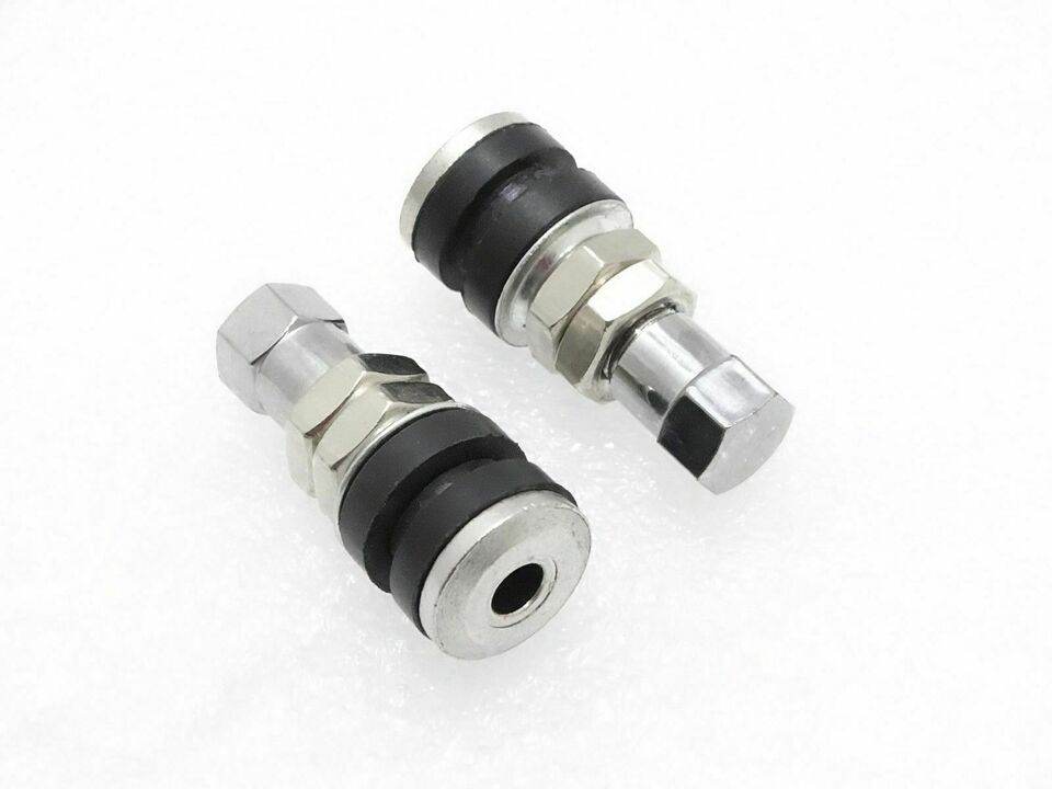 Royal Enfield tubeless tyre valve bolt pair with dust caps for secure air retention