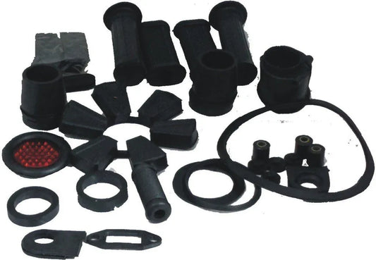 Black rubber seals, boots, rings, and gasket parts set
