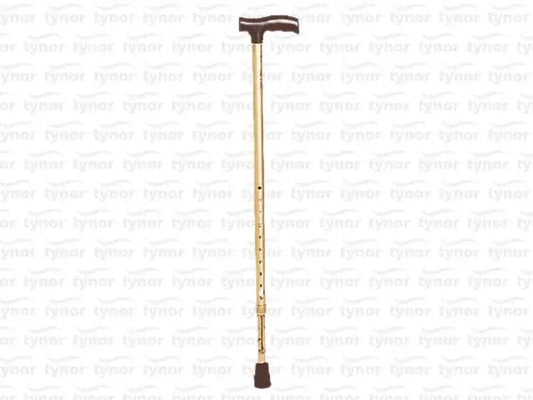 L-type walking stick with hand grip and wrist strap, metallic shaft