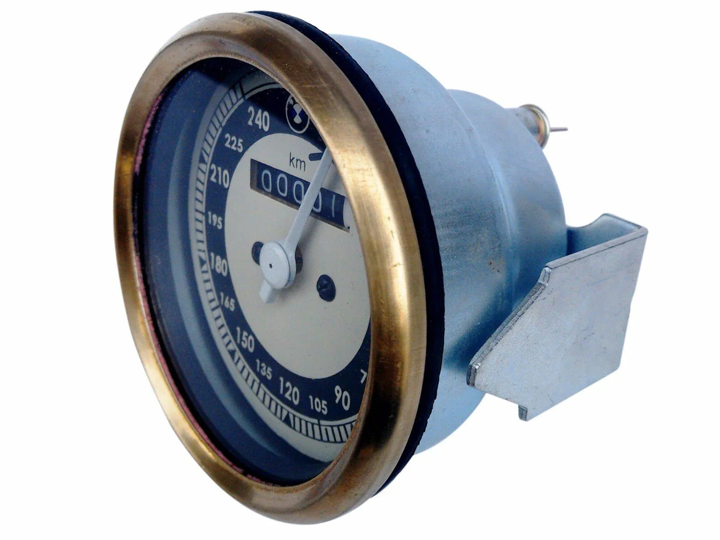 Vintage BMW Black & Cream Face Speedometer Brass Bezel (0-240 KMPH) - StellerGear