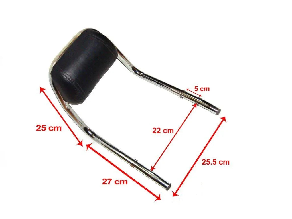 Padded cushion backrest for royal enfield, leather, 25 cm height, 27 cm width, enhances rider comfort