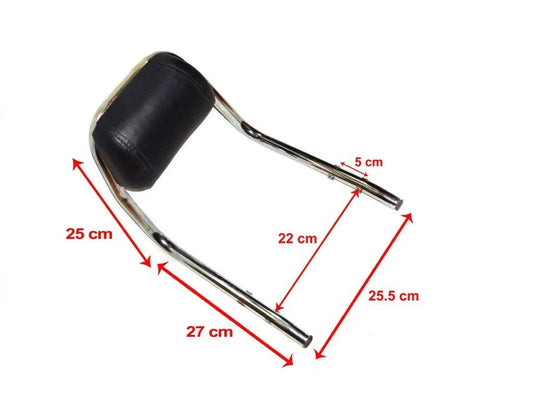 Padded cushion backrest for royal enfield, leather, 25 cm height, 27 cm width, enhances rider comfort