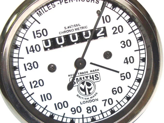BSA Smiths Replica Speedometer White Face (0-150 Mph) Vintage BSA - StellerGear