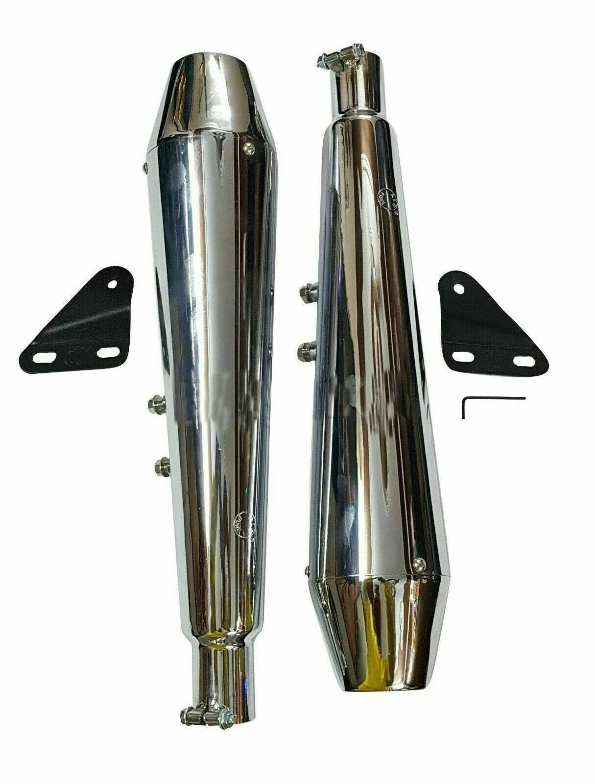 FOR Royal Enfield Interceptor 650cc Twin Exhaust Muffler Silencer Chrome - StellerGear