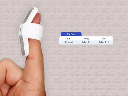 Mallet finger splint with adjustable strap, white