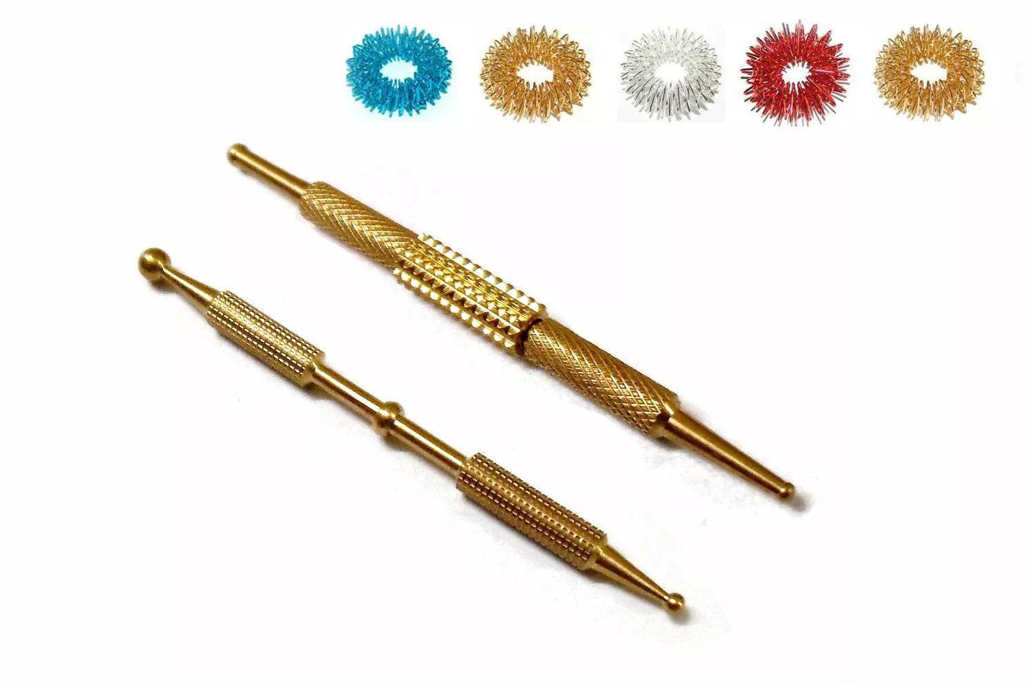 Sujok Acupressure Diagnostic Brass Metal Probe Jimmys (2 Types) + Free 5 Rings - StellerGear