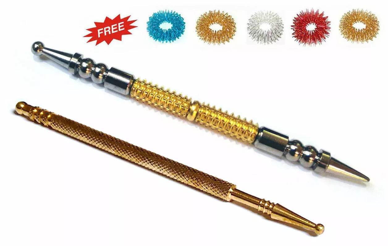 Sujok Acupressure Metal Probe Diagnostic Slim & 2in1 Center Roller Jimmy + Rings - StellerGear