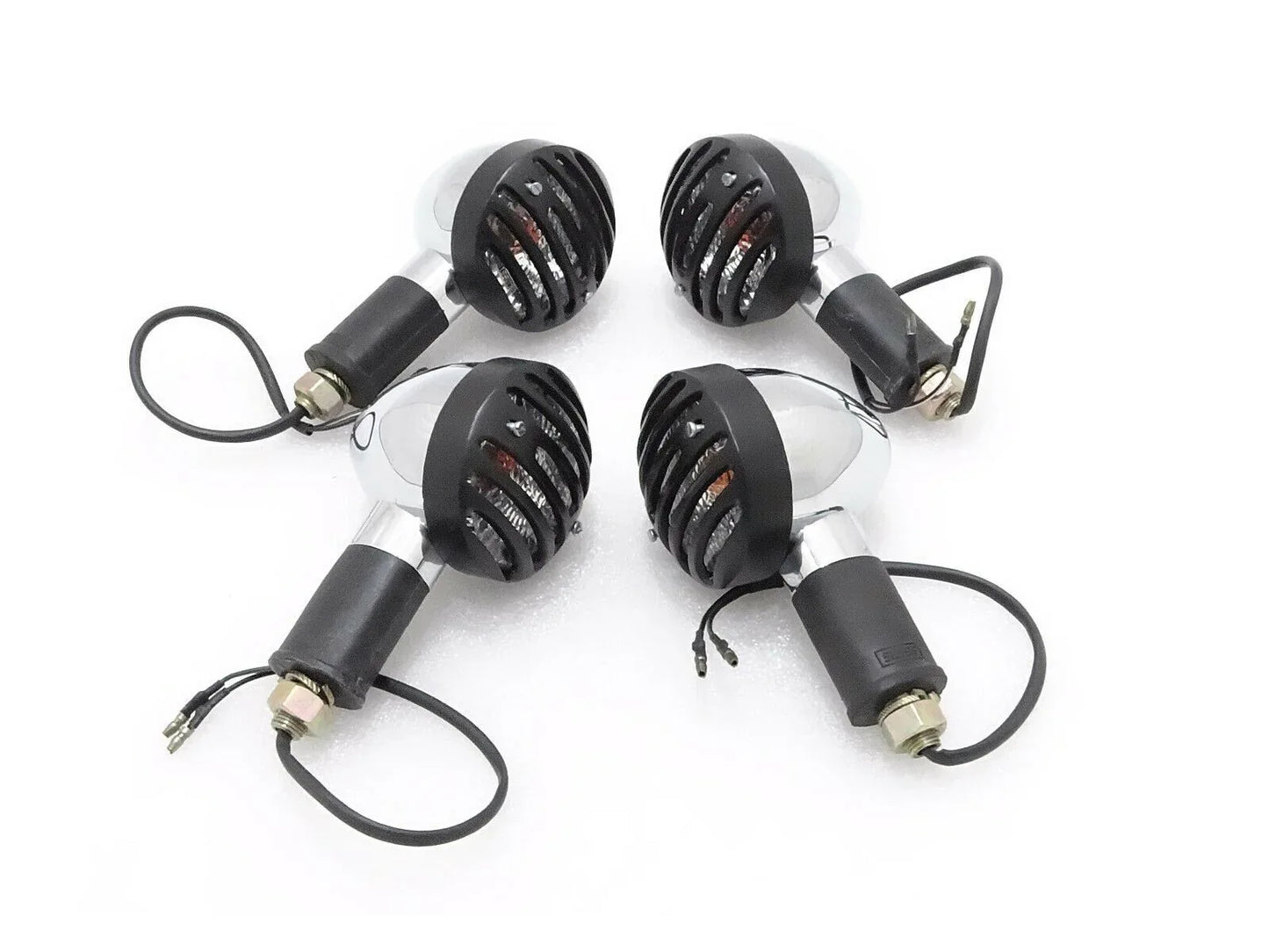INDICATOR SET OF 4 WITH POWDER COATED GRILL CLEAR FOR CLASSIC ROYAL BIKES - StellerGear