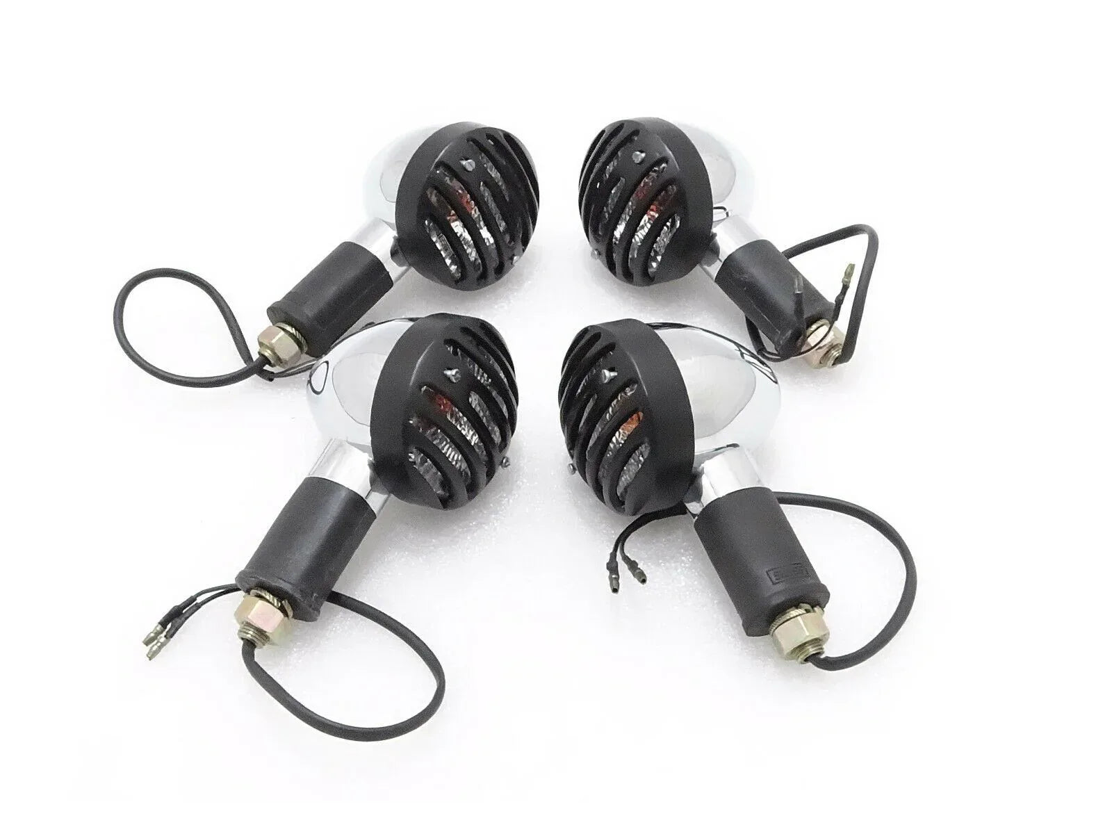 INDICATOR SET OF 4 WITH POWDER COATED GRILL CLEAR FOR CLASSIC ROYAL BIKES - StellerGear