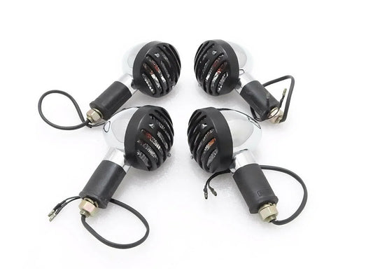 INDICATOR SET OF 4 WITH POWDER COATED GRILL CLEAR FOR CLASSIC ROYAL BIKES - StellerGear