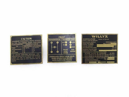 Fit for Willys Ford Jeep Nomenclature Transmission Speed Instruction Brass Plate - StellerGear