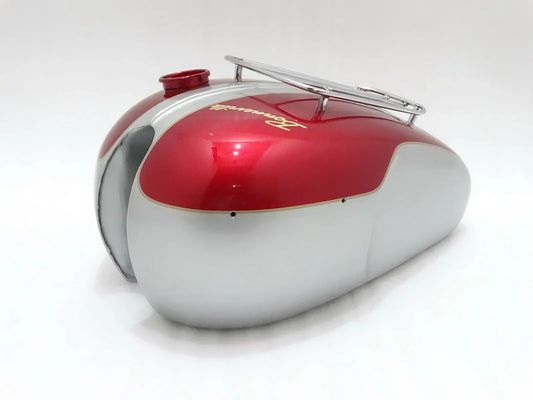 Triumph T120 BONNEVILLE 3.5 Gallon Cherry & Silver Painted Petrol Tank - StellerGear