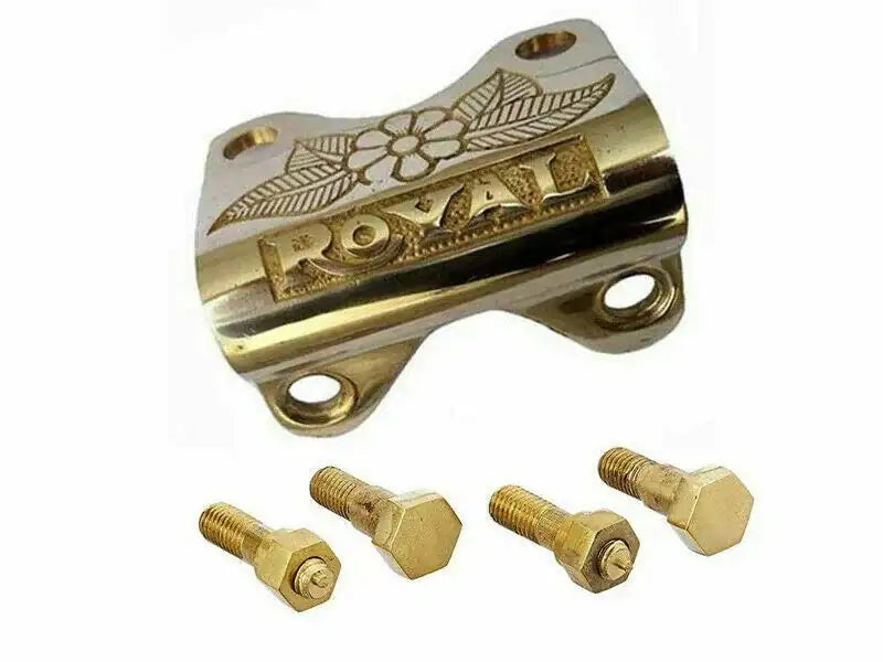 Brass Handle Bar Clip Clamp & Bolt For Royal Enfield Bullet - StellerGear