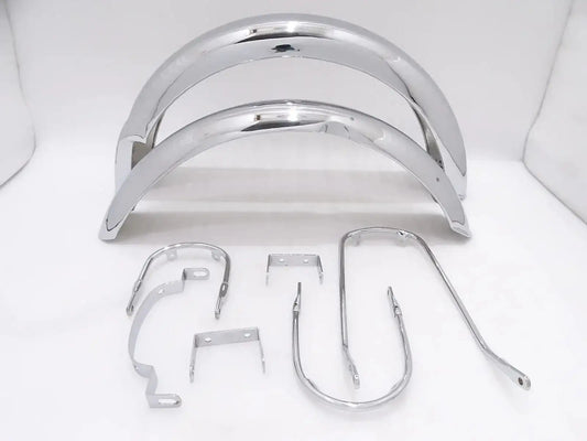 TRIUMPH T140 FRONT & REAR CHROME MUDGUARDS WITH STAYS AND BRACKETS - StellerGear
