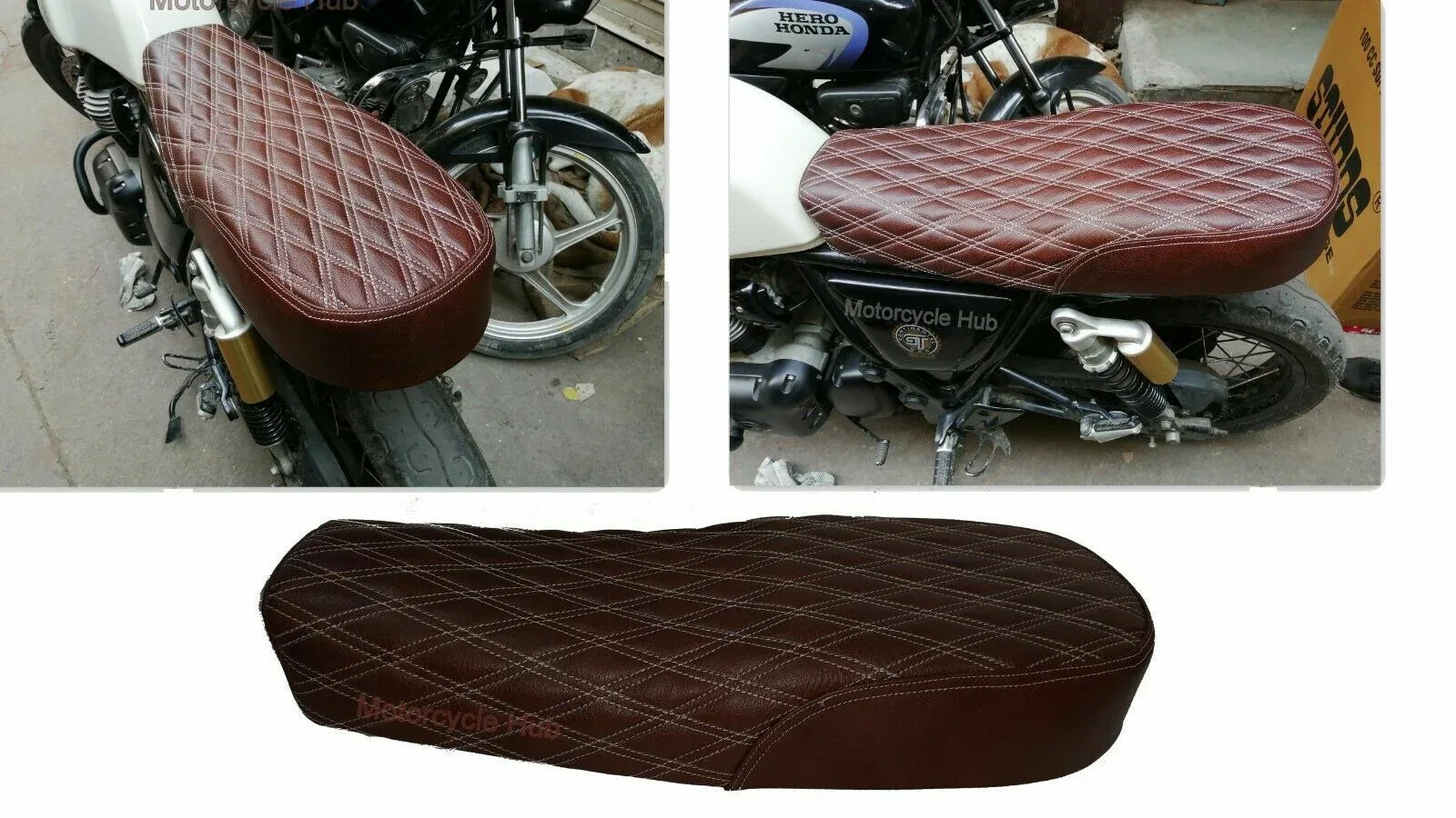 Brown Faux Leather Touring Seat FIT FOR Royal Enfield Interceptor 650cc Continental GT - StellerGear