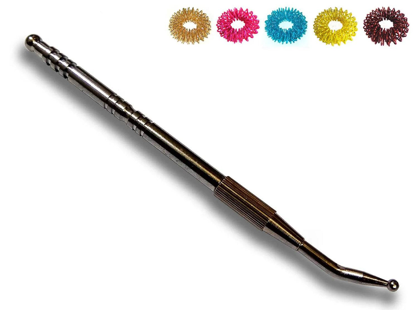 Auriculotherapy (Ear Acupuncture) Angled Steel Probe Jimmy + Free 5 Sujok Rings - StellerGear