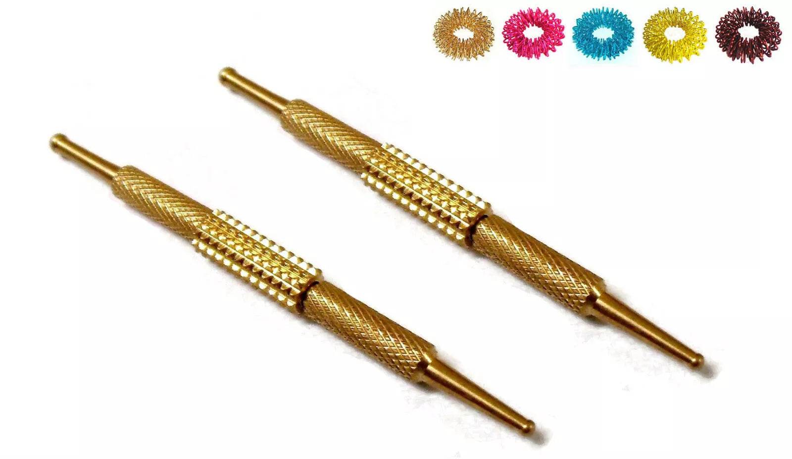 2pcs Sujok Acupressure Probe Brass Diagnostic Dismandable Centre Roller Jimmy - StellerGear