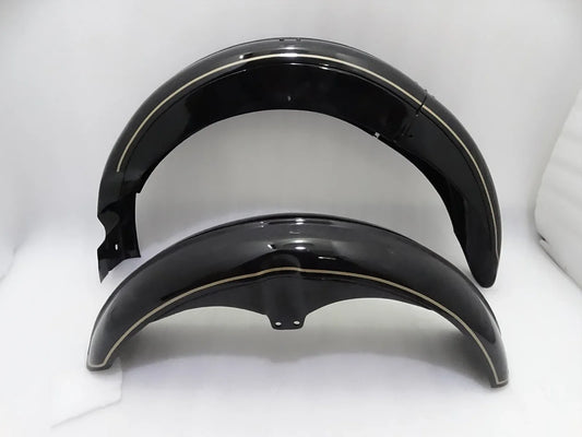 AJS FRONT AND REAR BLACK PAINTED MUDGUARD SET (PRE-DRILLED) - StellerGear