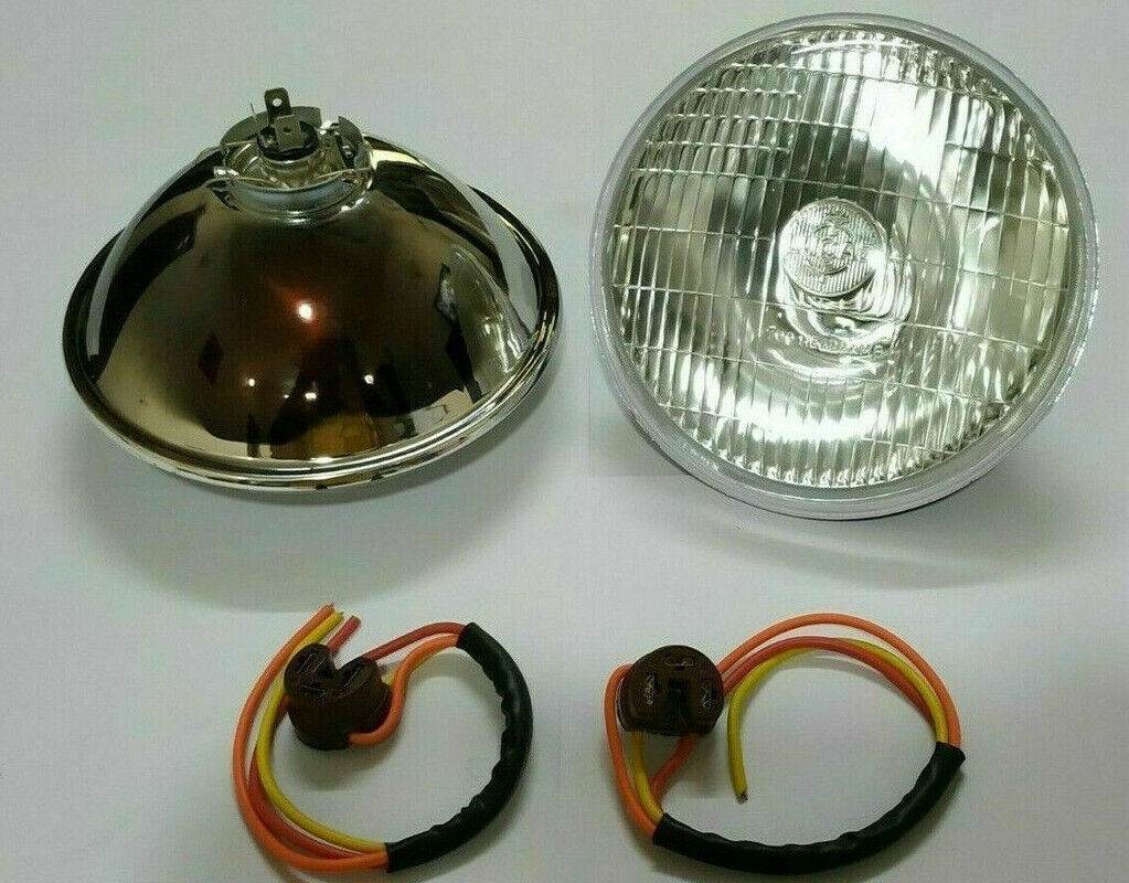 2 Lucas 700 Headlight 7" INCH 12V Conversion Lamp H4 Halogen Bulb 3 Pin Holder - StellerGear