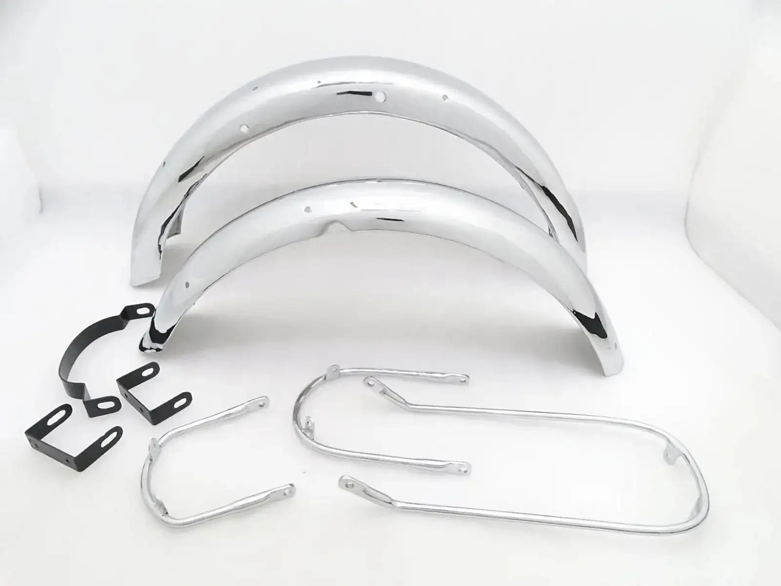 TRIUMPH T140 CHROMED MUDGUARD SET WITH STAYS & BRACKET (PRE-DRILLED) - StellerGear