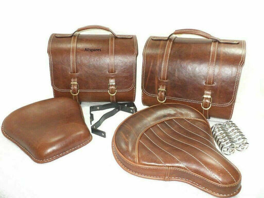 Brown Leather Saddle Bag Front Rear Seat FOR Royal Enfield Classic C5 - StellerGear
