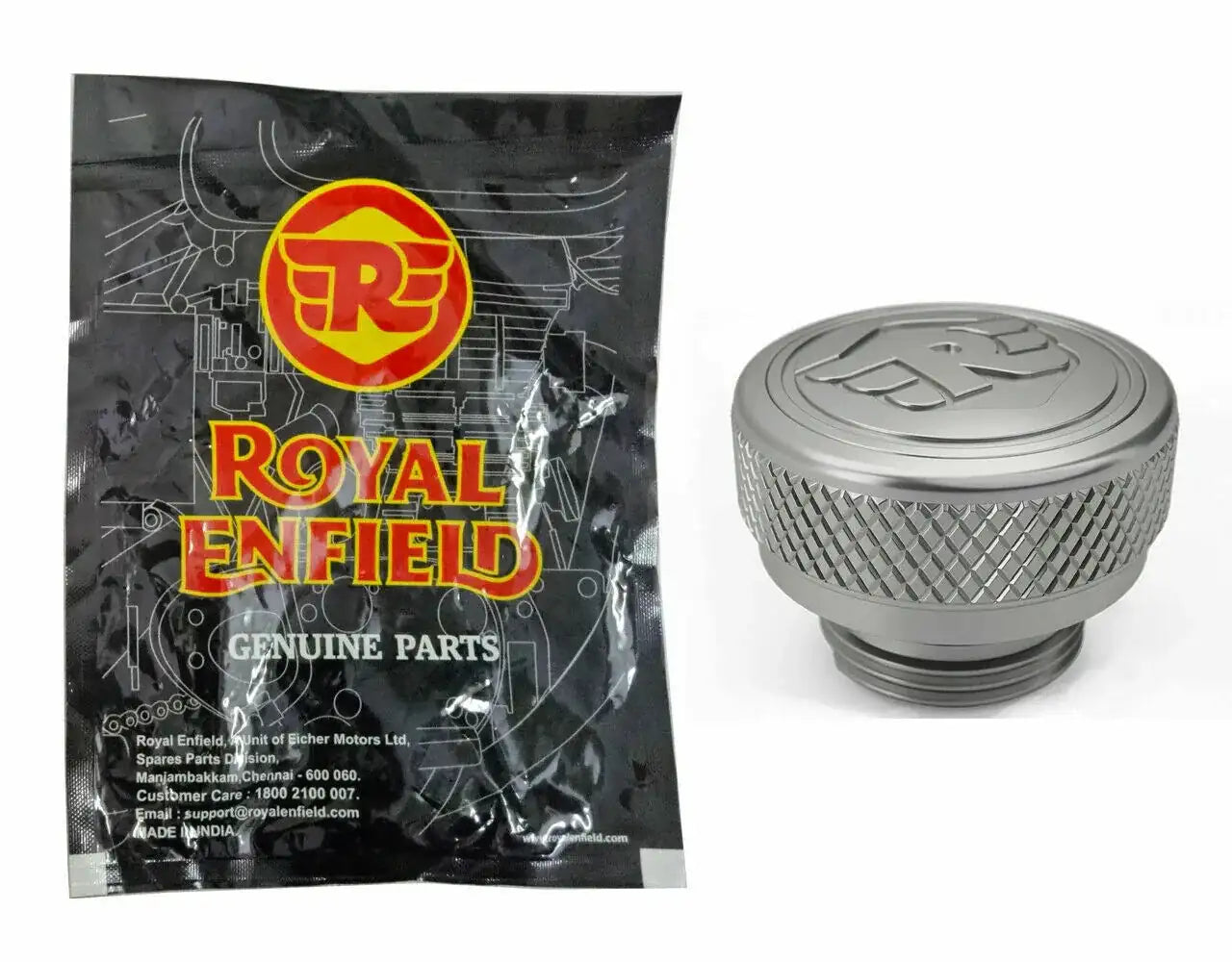 SILVER FIT FOR Royal Enfield 350 Classic 500 Bullet Oil Filler Cap Clear Anodised - StellerGear